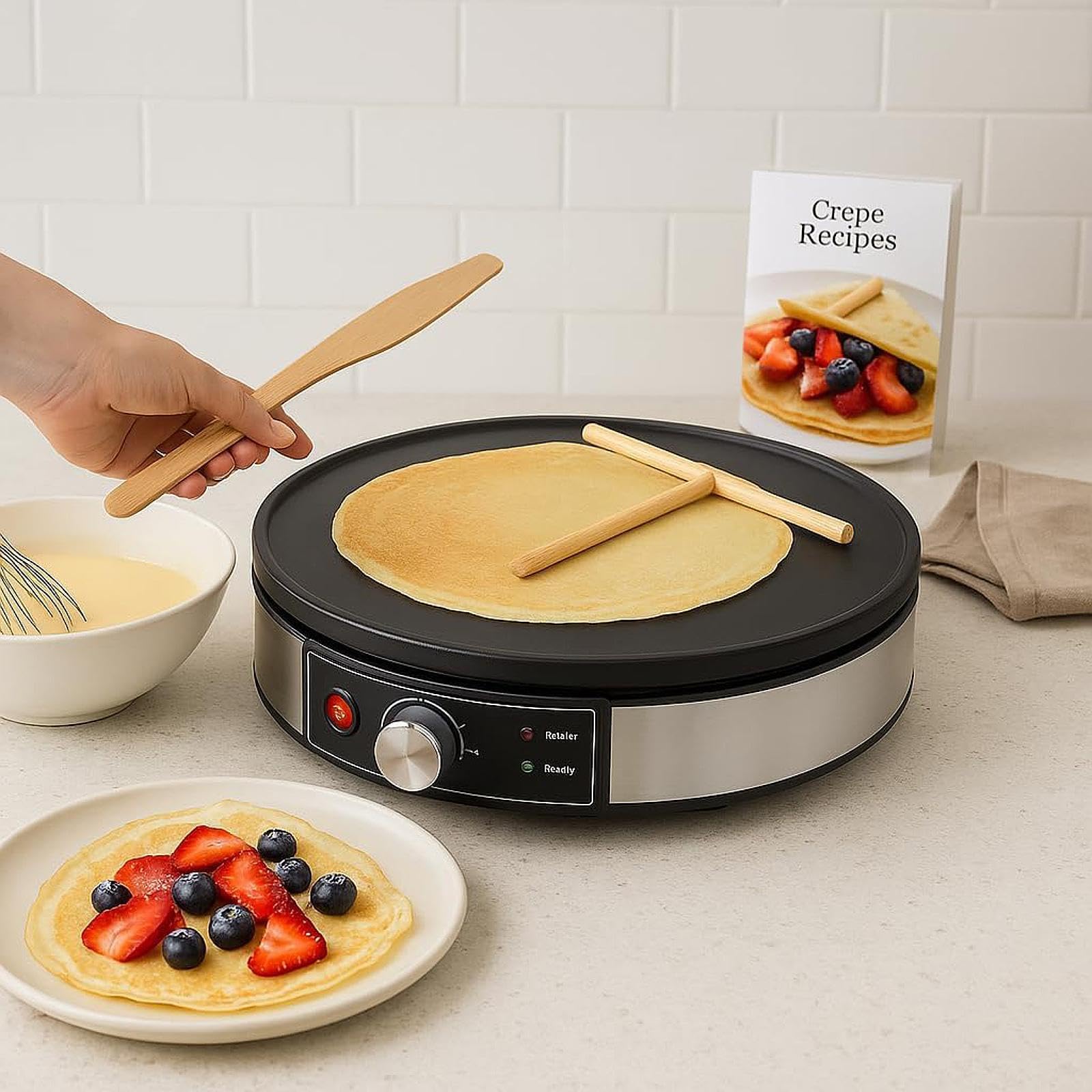 Electric Crepe Maker Adjustable Temperature Control Portable Griddle Cooktop-picture-27