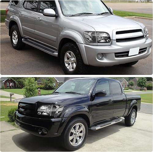 Miniatura 23 de DWVO Conjunto de faros delanteros compatible con Tundra SR5/Limited 2005-2006 (cabina doble con 4 puertas de tamaño completo) 2005-2007 Sequoia OE