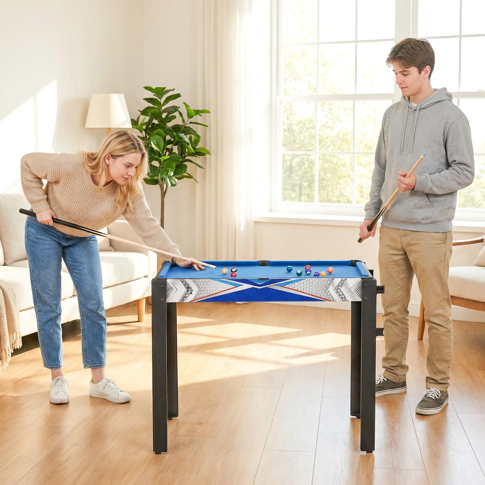 HOMASIS 6 en 1 Table Multi-Jeux avec Basket-Ball, Billard, Ping-Pong, Hockey, Jeu de Palets, Bowling, pour Enfants et Adulte, Table de Jeux pour Maison, Bar, Fêtes, Soirées