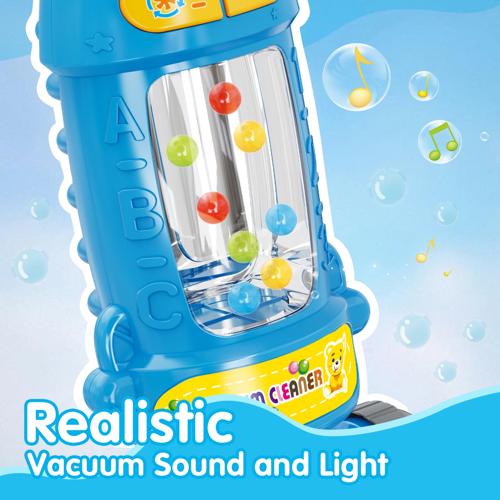 FS Toddler Vacuum Toy that Works with Lights & Sounds, Pretend Play Toy Vacuum for toddlers 3-5, Kids Vacuum Cleaning Toys for Ages 3-4 Years Old Boys Girls, Play Cleaning Toy with Ball-Popping Action