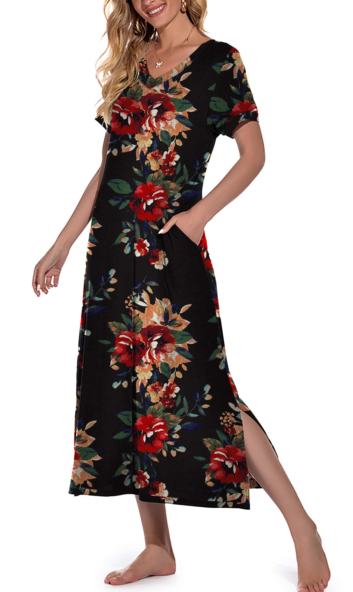 PrinStory Long Nightgown with Pockets