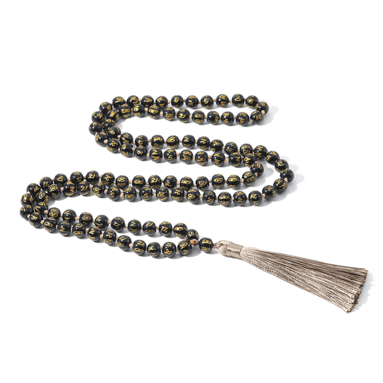Halskette Damen Ketten Anhänger Frauen Geschenk 108 Sechs Wörter Mantra Perlen Und Geknotete Halskette Blessing Meditation Yoga