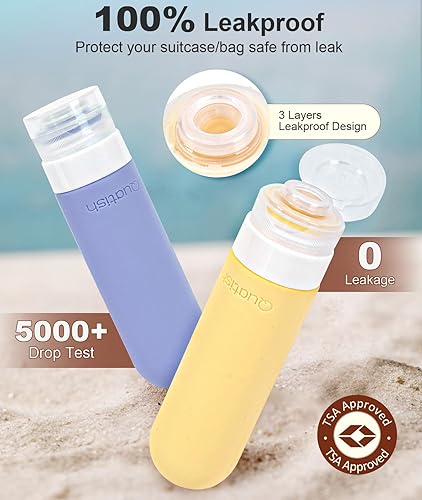 Miniatura 3 de Quatish Botellas de tamaño de viaje, paquete de 6, recipientes de viaje a prueba de fugas para artículos de tocador, botellas de champú y
