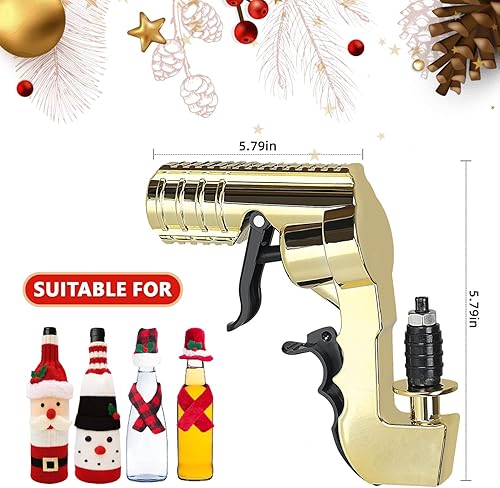 Miniatura 2 de Pistola de champán mejorada dorada de mayor alcance, pistola de cerveza de líquido de burbujas, pistola de pulverización de vino ajustable para