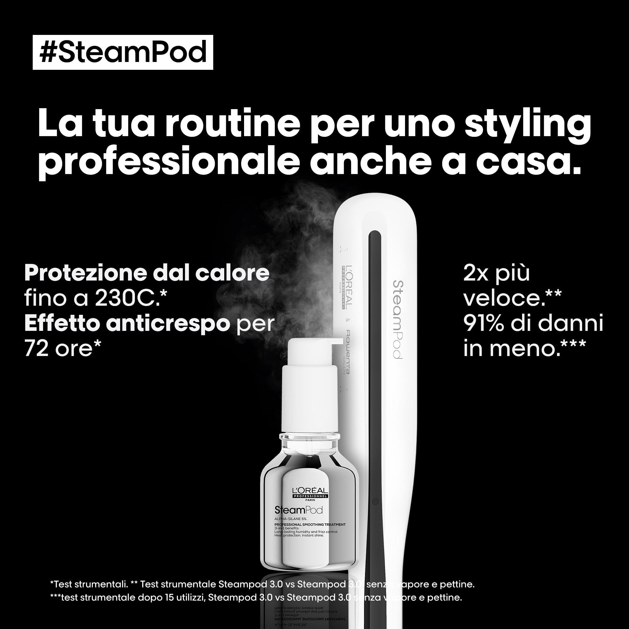 L'Oréal Professionnel Set con Piastra per Capelli Professionale Steampod 3 e Trattamento Lisciante Professionale Steampod, Protezione Termica e 72h di Effetto Anti-crespo, 50 ml