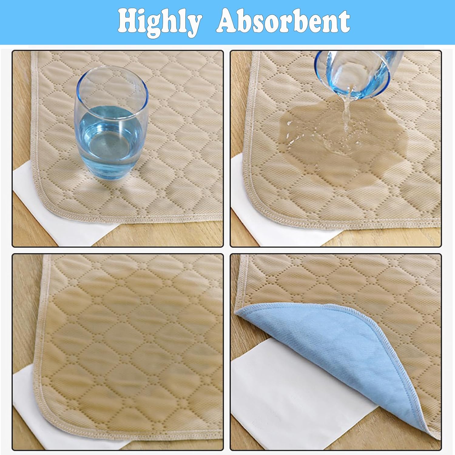 Waterproof Chair Pads for Incontinence, 4 Pack Washable Seat Protector Pads, Highly Absorbent Pee Pads for Adults Kids and Pets, Reusable Incontinence Pads for Chair Seat Wheelchair 20"x20"