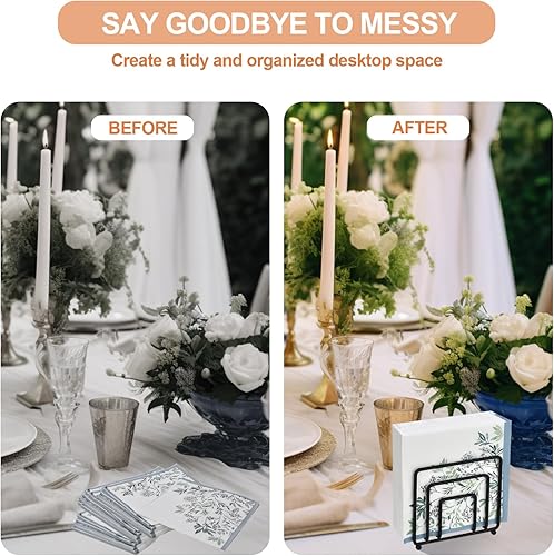 Miniatura 3 de Servilletero para mesa, moderno soporte de servilletas de metal negro para mesas de comedor y encimeras, dispensador de servilletas de cóctel de