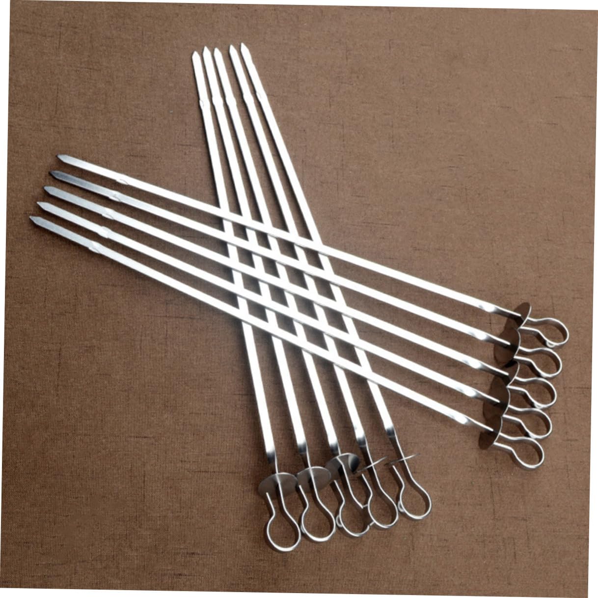 20 Pezzi Spiedini in Acciaio Inossidabile per Barbecue Manico ad Anello, Facili da Usare, Spiedini Piatto Rinforzati per Grigliare Carne e Verdure