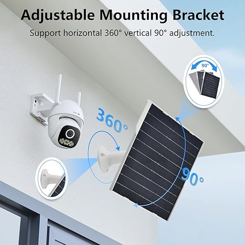Miniatura 3 de Panel solar para cámara de seguridad 5V 9W, IP65 impermeable cámara SolarPanel con montaje ajustable de 360°, panel solar USB para cámara de