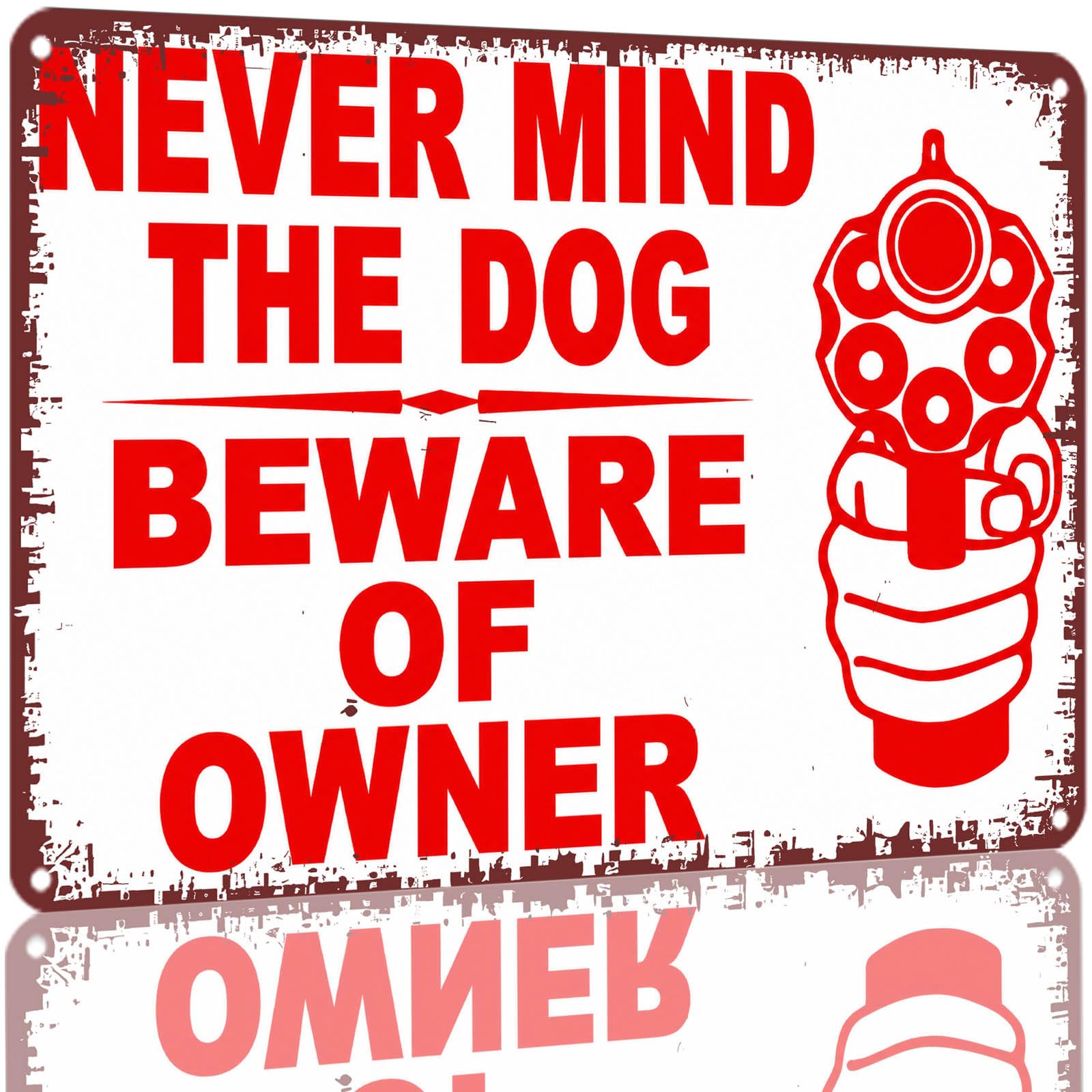 Kwqdozf As Pic Never Mind The Dog Beware Of Owner Vintage Metal Tin Sign 8X12 Inch Aluminu