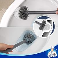 Vista 6 de MR.SIGA Escobilla y soporte para inodoro, calidad premium, con mango sólido y cerdas duraderas para limpieza de baño, color gris, paquete de 1