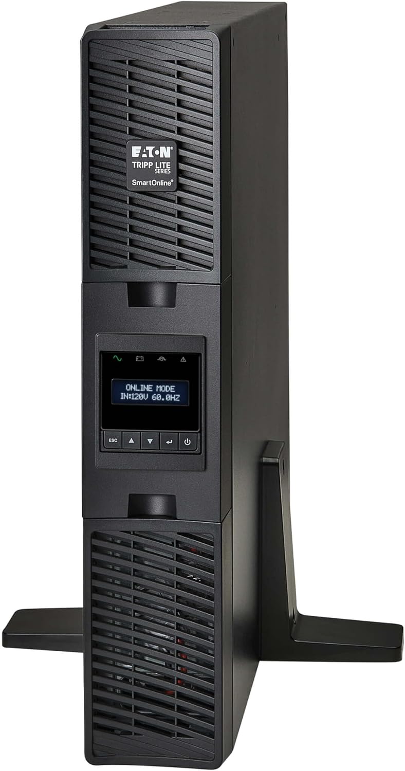 Tripp Lite Eaton Series SmartOnline 1500VA UPS, Pure Sine Wave Double-Conversion, 1350W, 2U Rack/Tower, Extended Run, Network Card Option, LCD, 2 Year Warranty & $250,000 Insurance (SU1500RTXLCD2U)