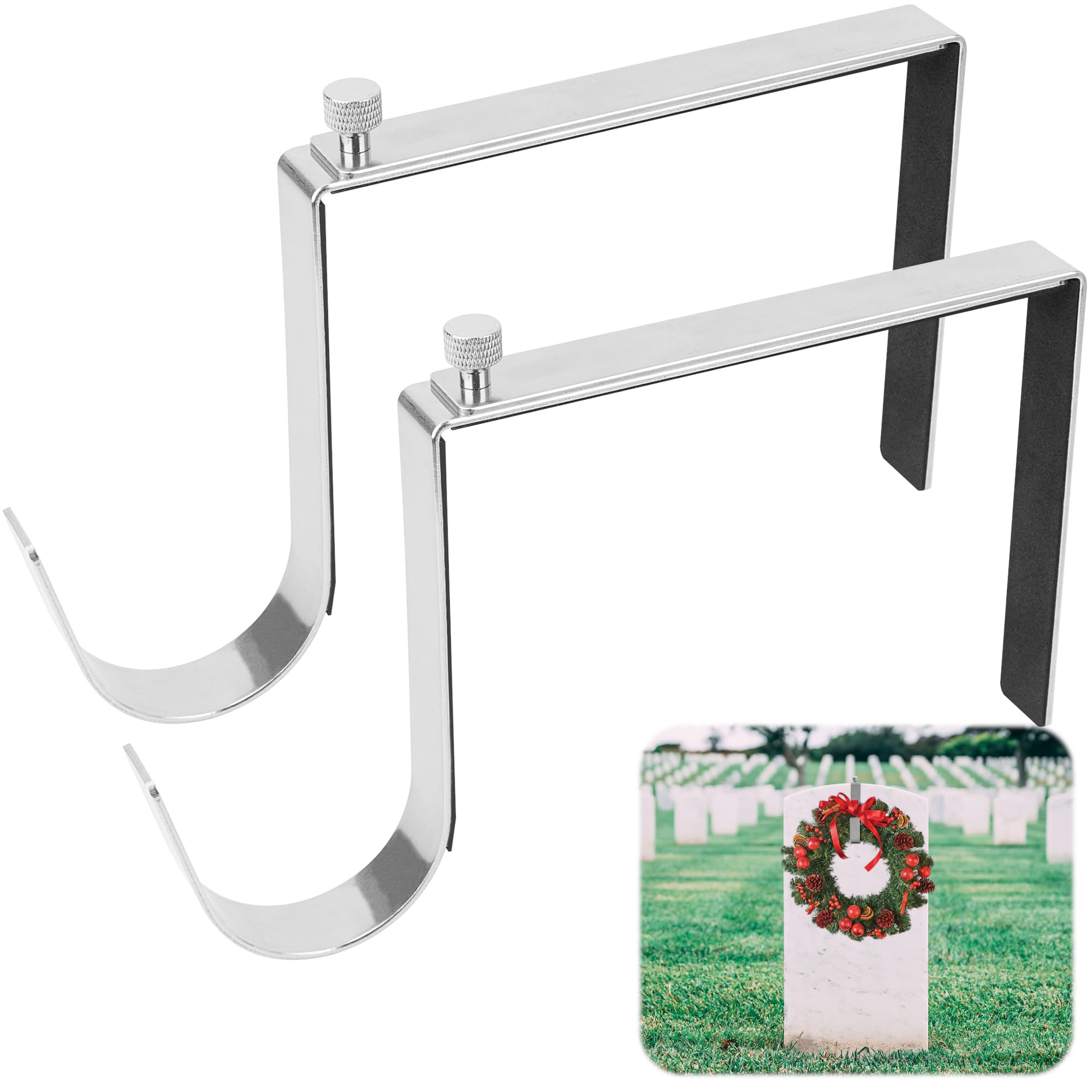 Cintre pour couronne de cimetière anti-rayures pour stèle de 15,2 à 27,9 cm