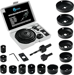 Hole Saw Set, 19Pcs Hole Saw Kit with General Purpose 3/4" to 5"(19-127mm) Saw
