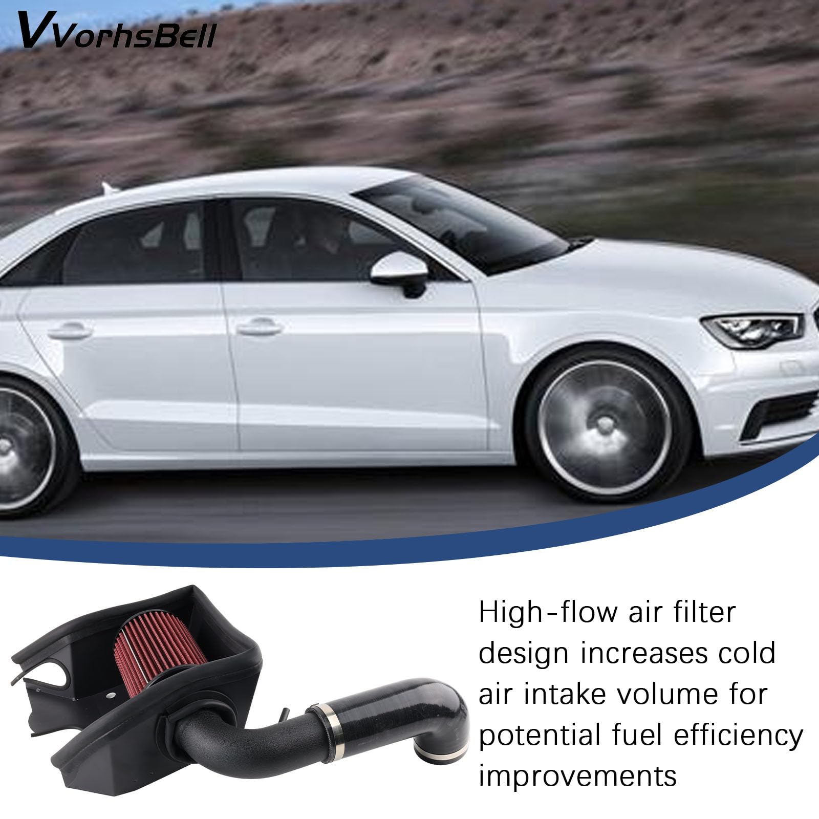 Kit di aspirazione aria fredda compatibile con motori Audi A3 Q2 Q3 VW Golf MK7 1.4L EA211 Sistema di aspirazione dell'aria ad alte prestazioni con scudo termico