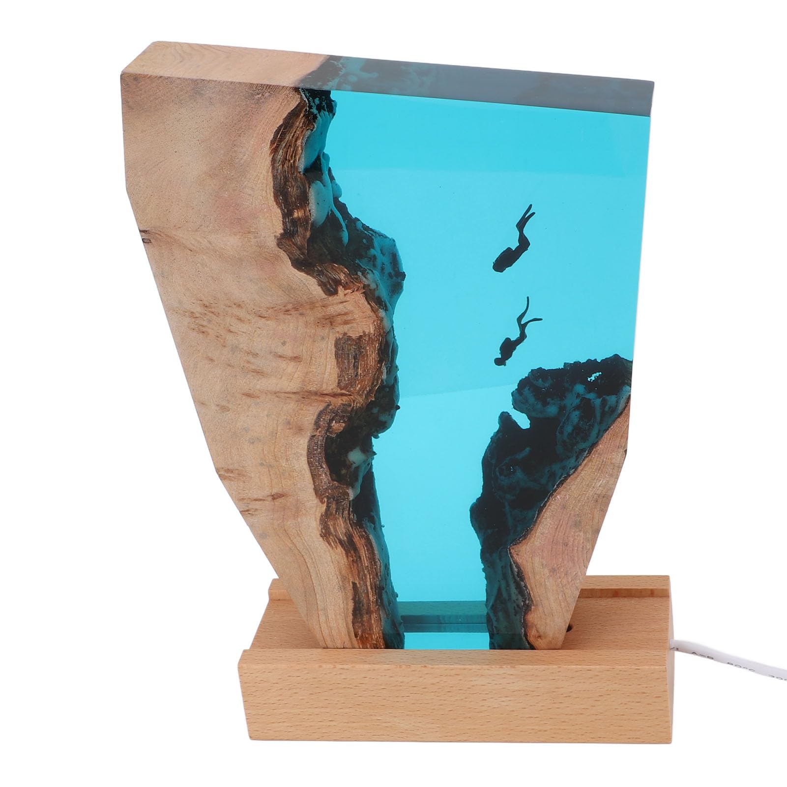 Ocean lampka nocna żywica lampa LED do dekoracji sypialni, unikalny motyw nurkowy artystyczna ozdoba do domu