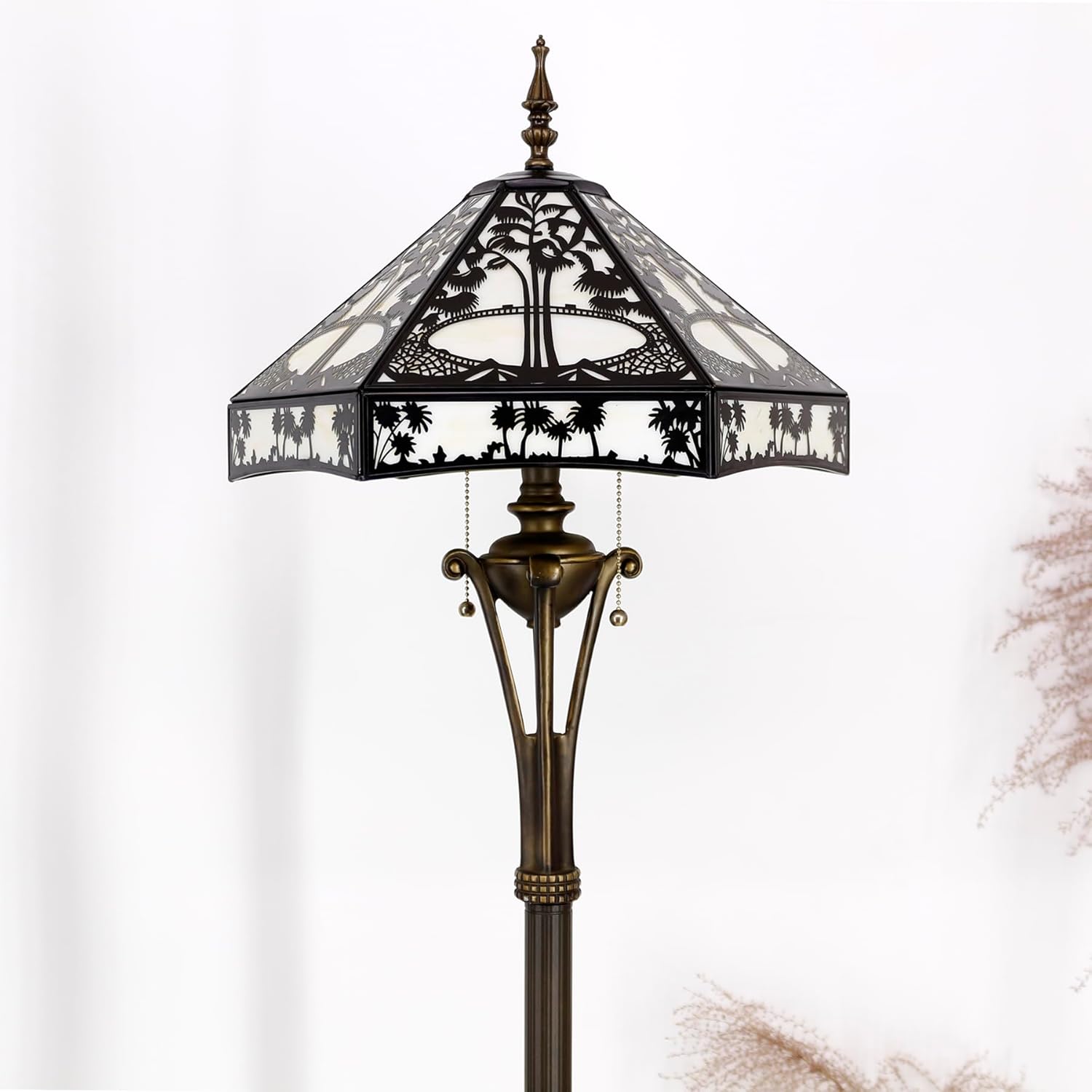 Tiffany Floor Lamp Base Only, for 16-24 Inch Stained Glass Lampshade Height 70 Inch Bronze Finished Resin Base Antique Standing Lighting Base Replacement Only Wide 11 Inch(A (W11H70 Inch))
