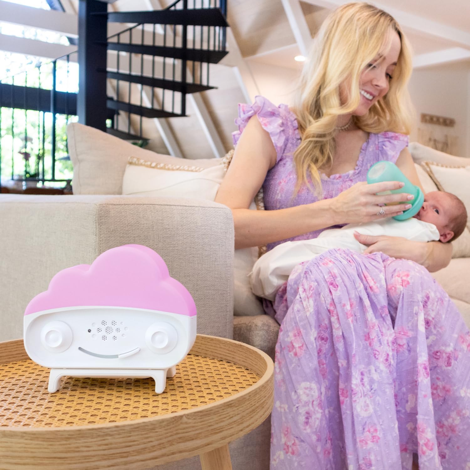 Happiest Baby SNOObie Smart White Noise Machine – Tragbare Baby-Sound-Maschine mit Nachtlicht – 12 Soothing Sounds für Schlaftraining, Weiß