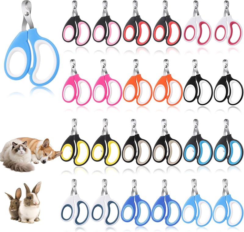 24 cortauñas para gatos y cortaúñas para gatos a granel, juego de cortaúñas para gatos, gatitos, perros, cachorros, conejos, elementos esenciales de aseo para criaderos, criadores, salones de mascotas (12 colores)