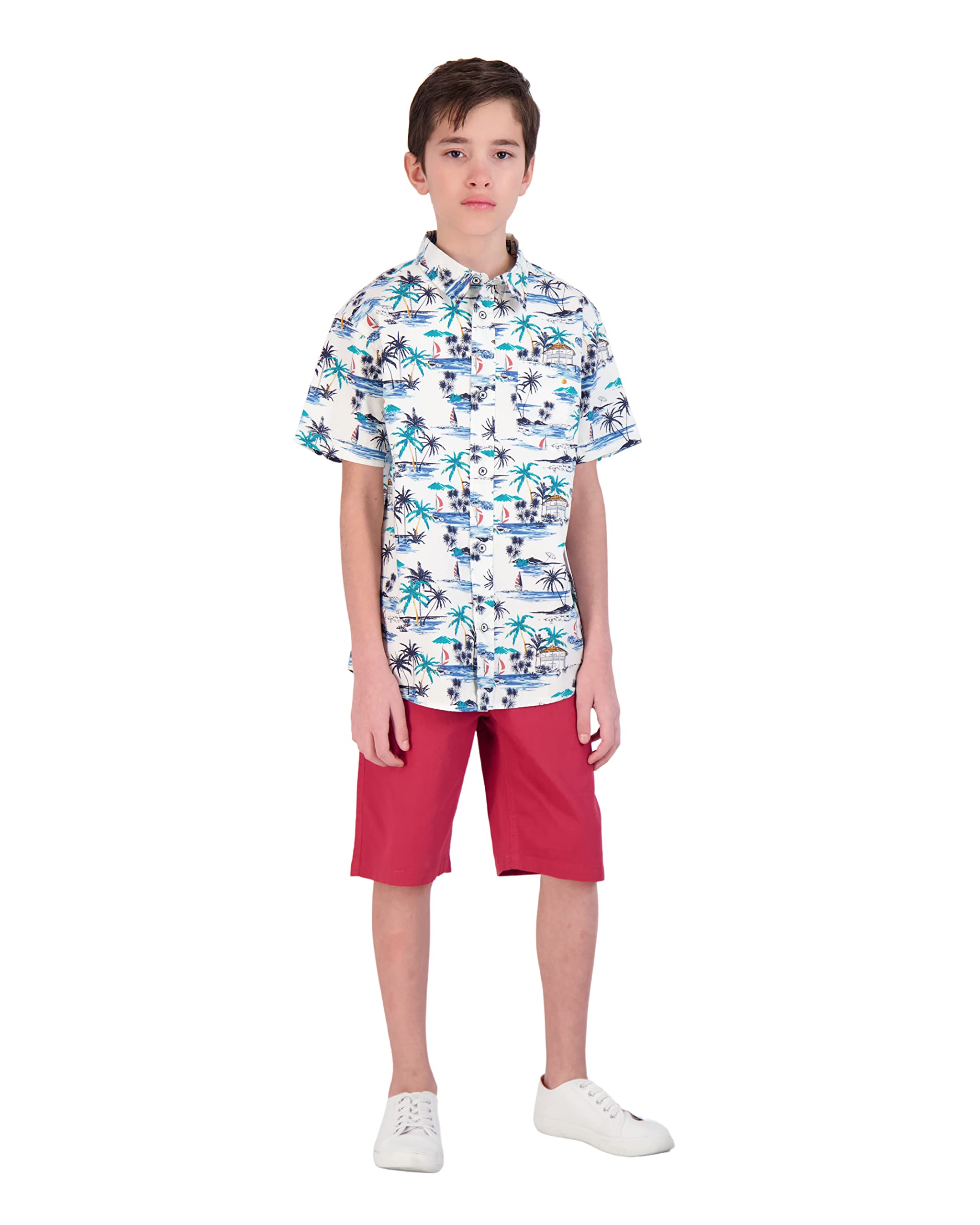 TONY HAWK Boys Short Set for Kids | 2 Piece Short Sleeve Button Front Shirt and Woven Short for Boys