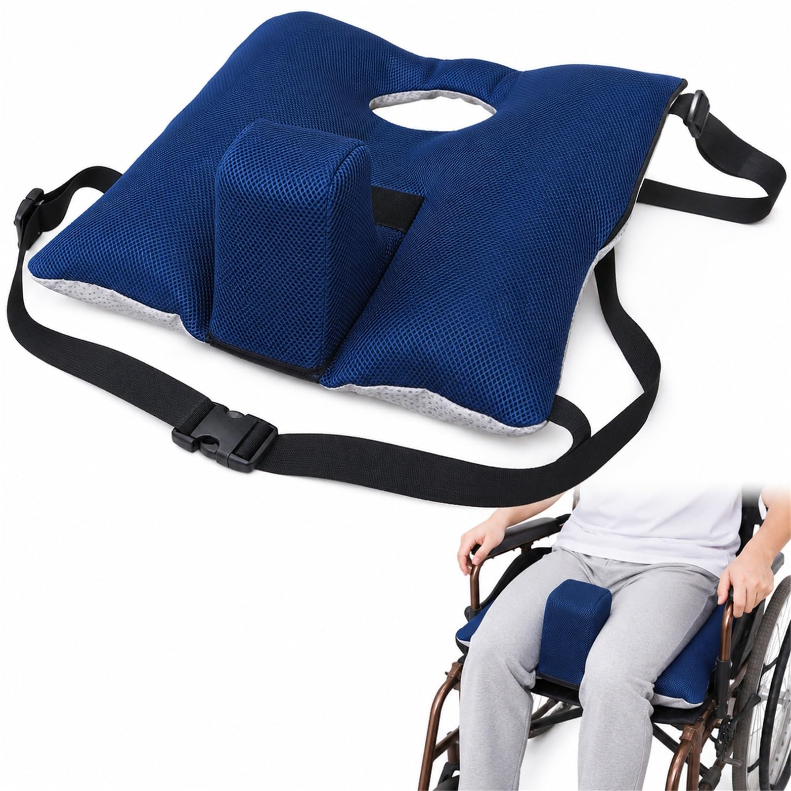 Soporte Lateral para Silla de Ruedas Antivuelco Cojín Antiescaras para Ancianos y Discapacitados Protector Lateral Ajustable de Espuma para Alivio de Ciática y Coxis
