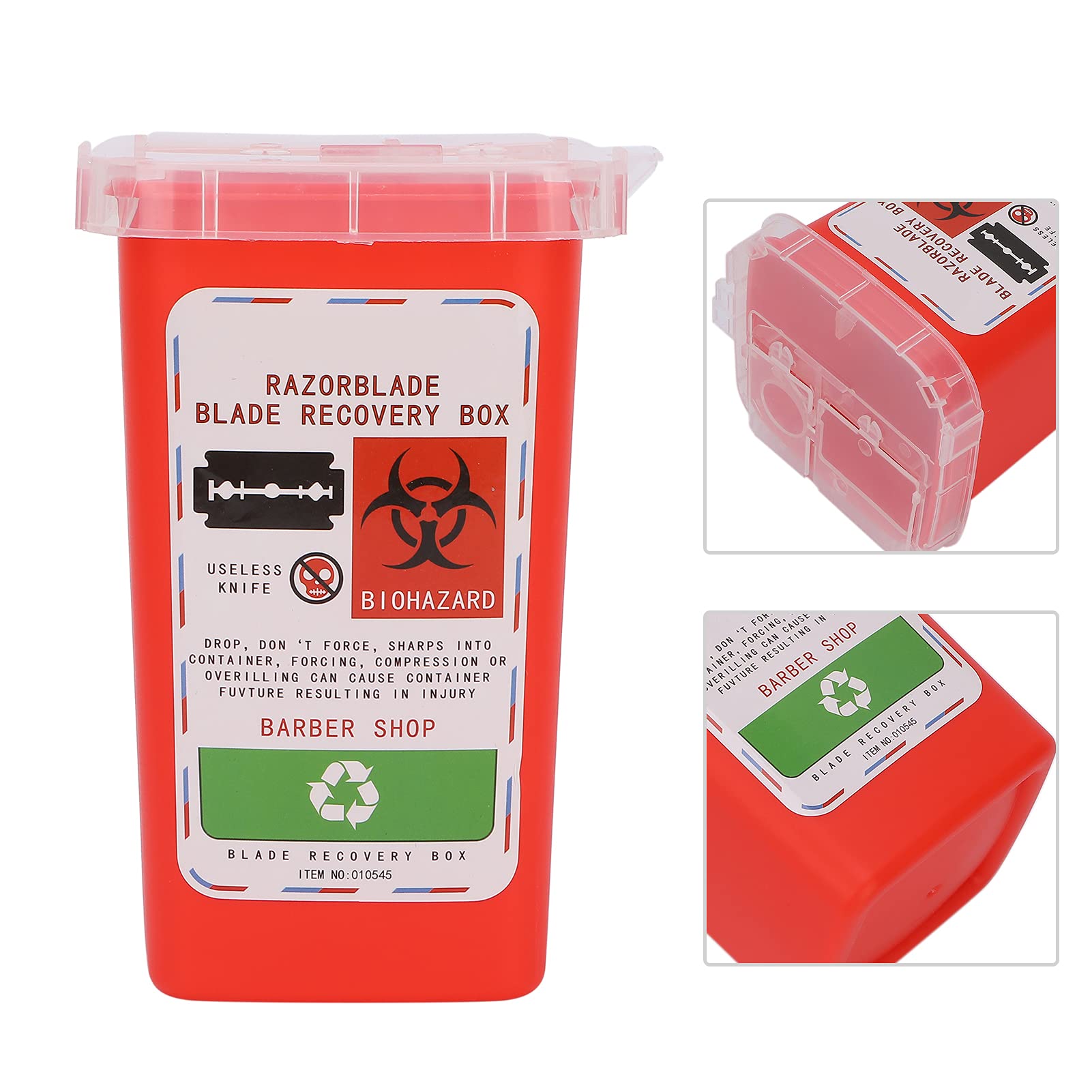 Caja de Desecho de Cuchillas, Contenedor de Cuchillas de Desecho Barbería Peluquería Cuchilla de Afeitar Caja de Recolección de Desecho de Cuchillas (Rojo)