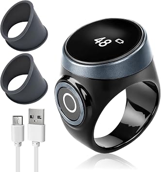 Counter Ring Digital Clicker 4-Digit Handheld Finger Counter with LED Display Portable Number Clicker for Prayer Sports Meditation Relaxation Active Fingers Black