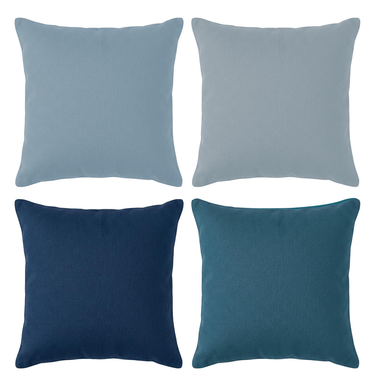 Outdoor Cushion Covers Waterproof, Pack of 4 Square Waterproof Cushion Covers , Decorative Faux Linen Throw Pillow Cases for Garden Sofa Bedroom Tent Patio 18x18 Inch (Lightblue, Dustblue, Teal, Navy) — image 1