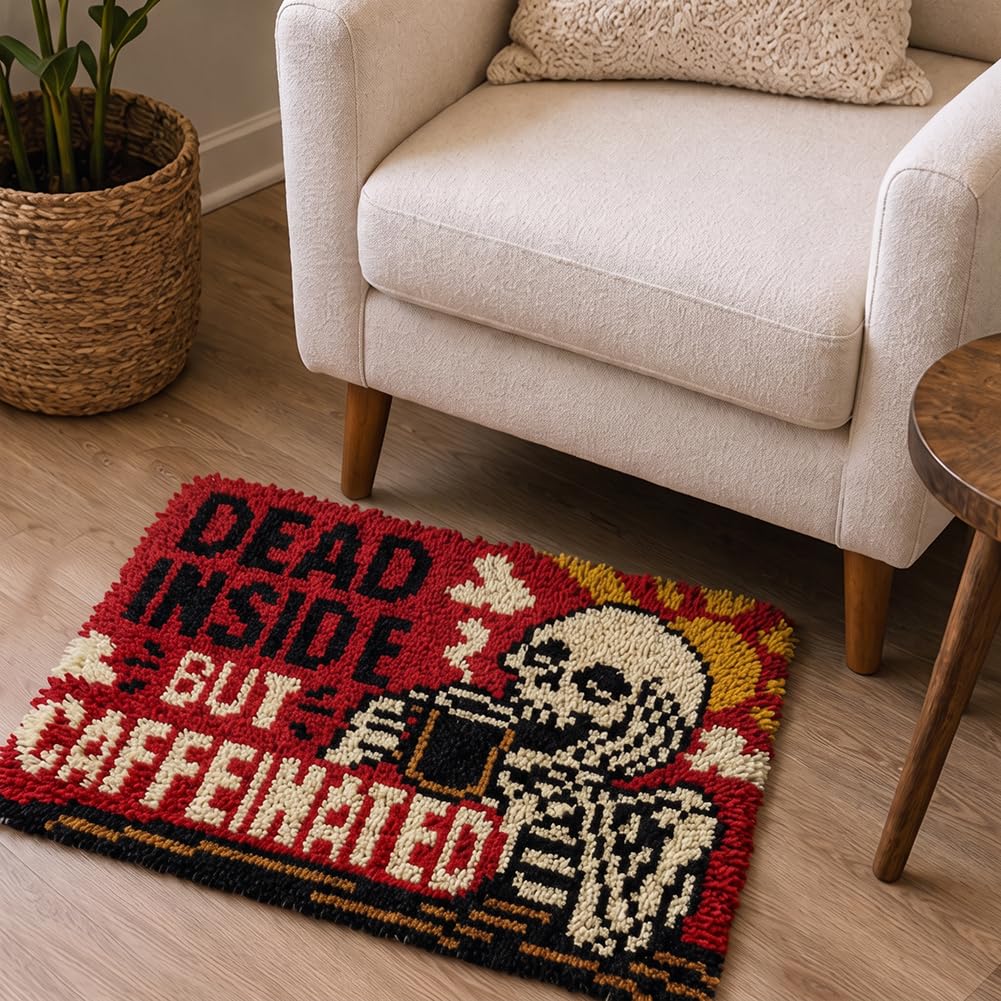 ORIGACH Juego de alfombras de nudos, diseño de esqueleto de café, para