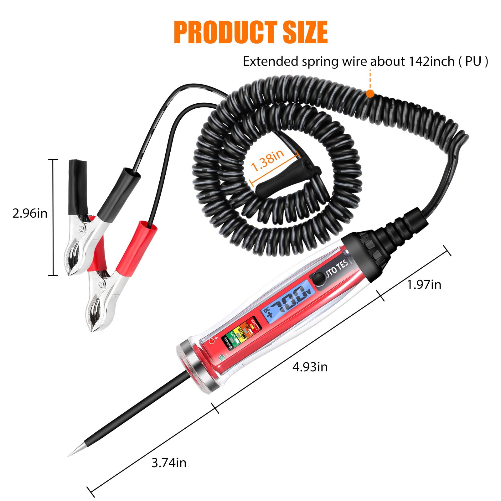 Linkstyle Test Light Automotive, 1-75V DC Heavy Duty Digital LED Power Probe Circuit Tester, Car Truck Vehicles Voltage Tester with Voltmeter and Battery Power Indicate