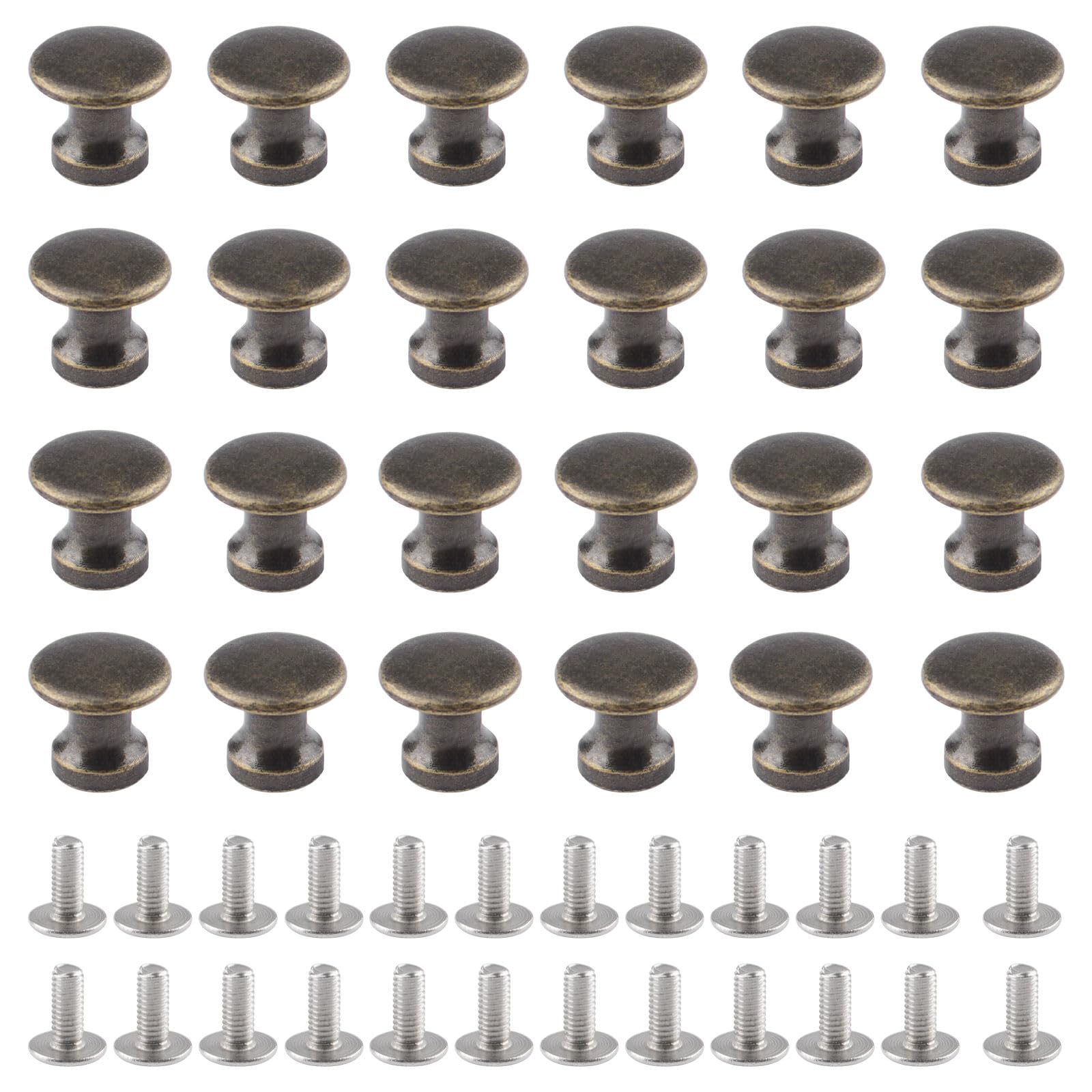 UFURMATE Mini Cabinet Knobs, 24PCS Zinc Alloy Single Hole Pull Handles Antique Bronze Cabinet Knobs Pulls Decorative Mini Knobs for Jewelry Box Gift Case