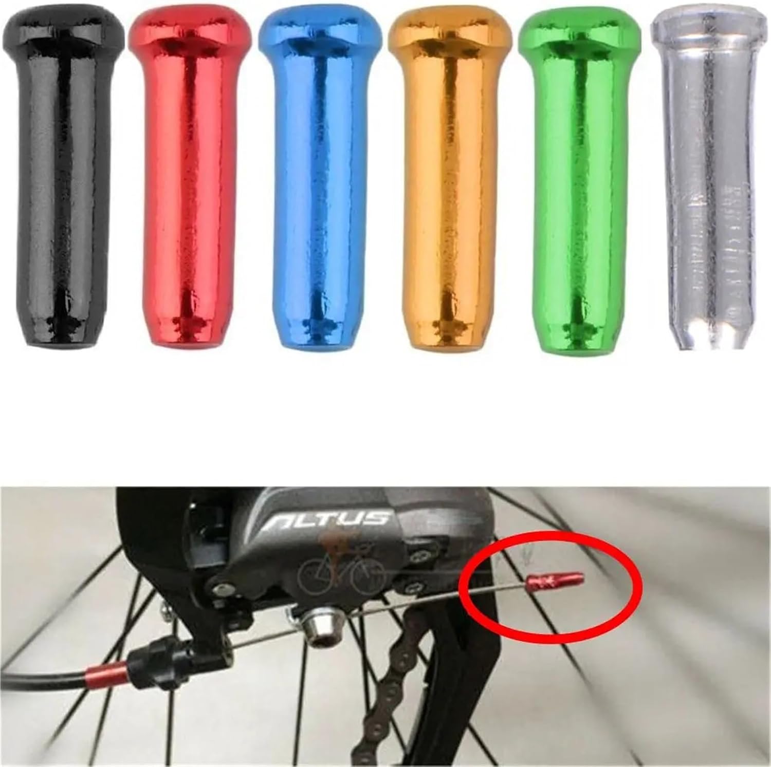 Bike Cable End Caps 250pcs Bicycle Brake Wire Aluminum Alloy Tail Cap Bicycle Cable End Protection Cover Brake Line(Blue)