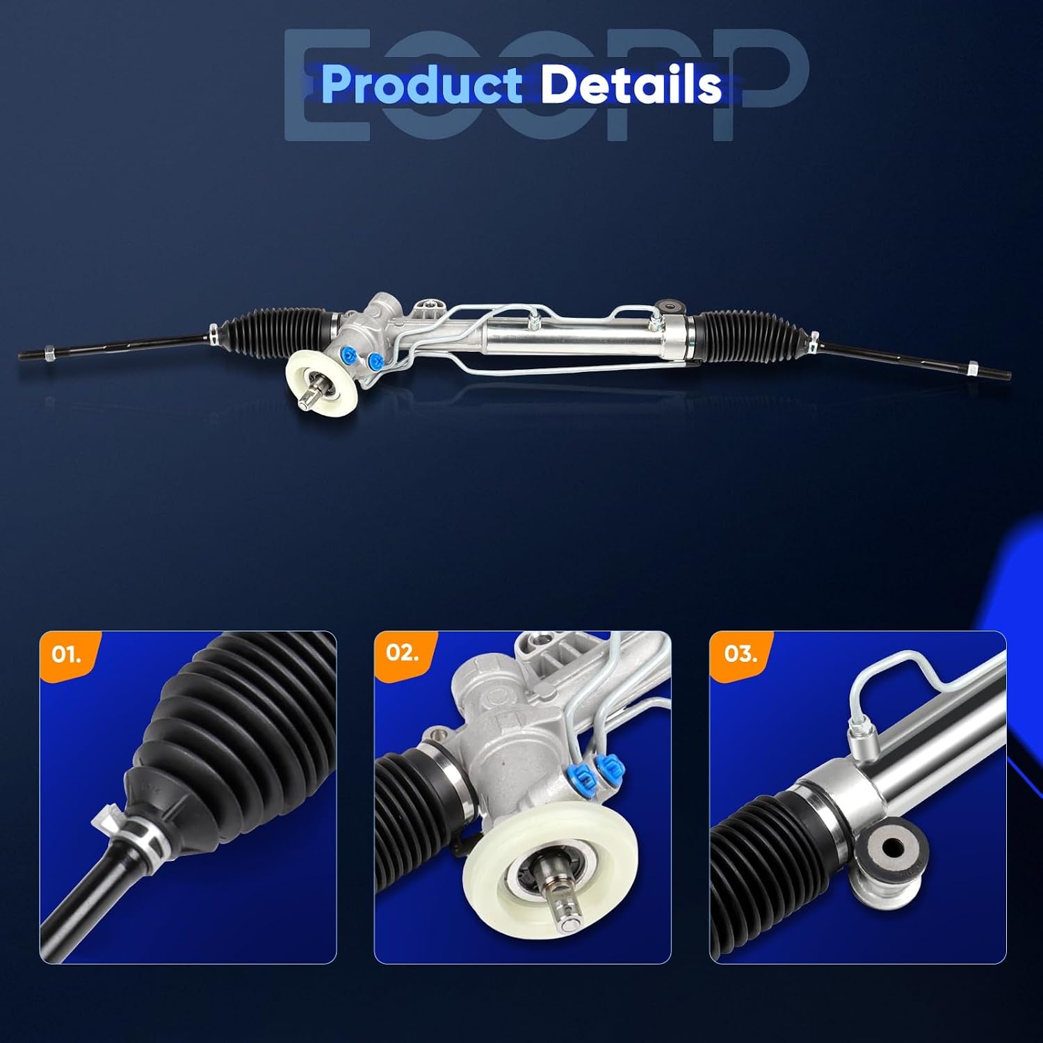 ECCPP Complete Power Steering Rack and Pinion Assembly + 2*Outer Tie Rods Fit For Chevy Impala Monte Carlo For Buick Century Lacrosse Regal For Pontiac Grand Prix 1997-2011 22-186 22186 26021769