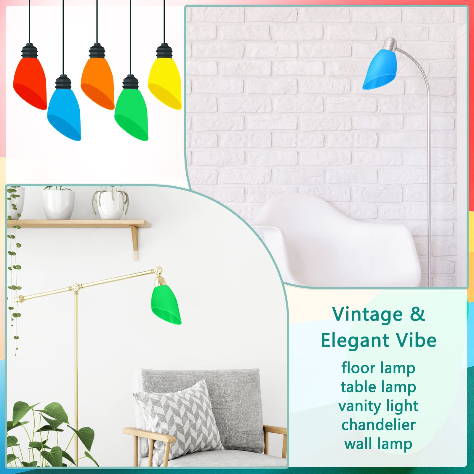 Tuanse 5 Colored Plastic Floor Lampshade 1.65 Inch Floor Lamp