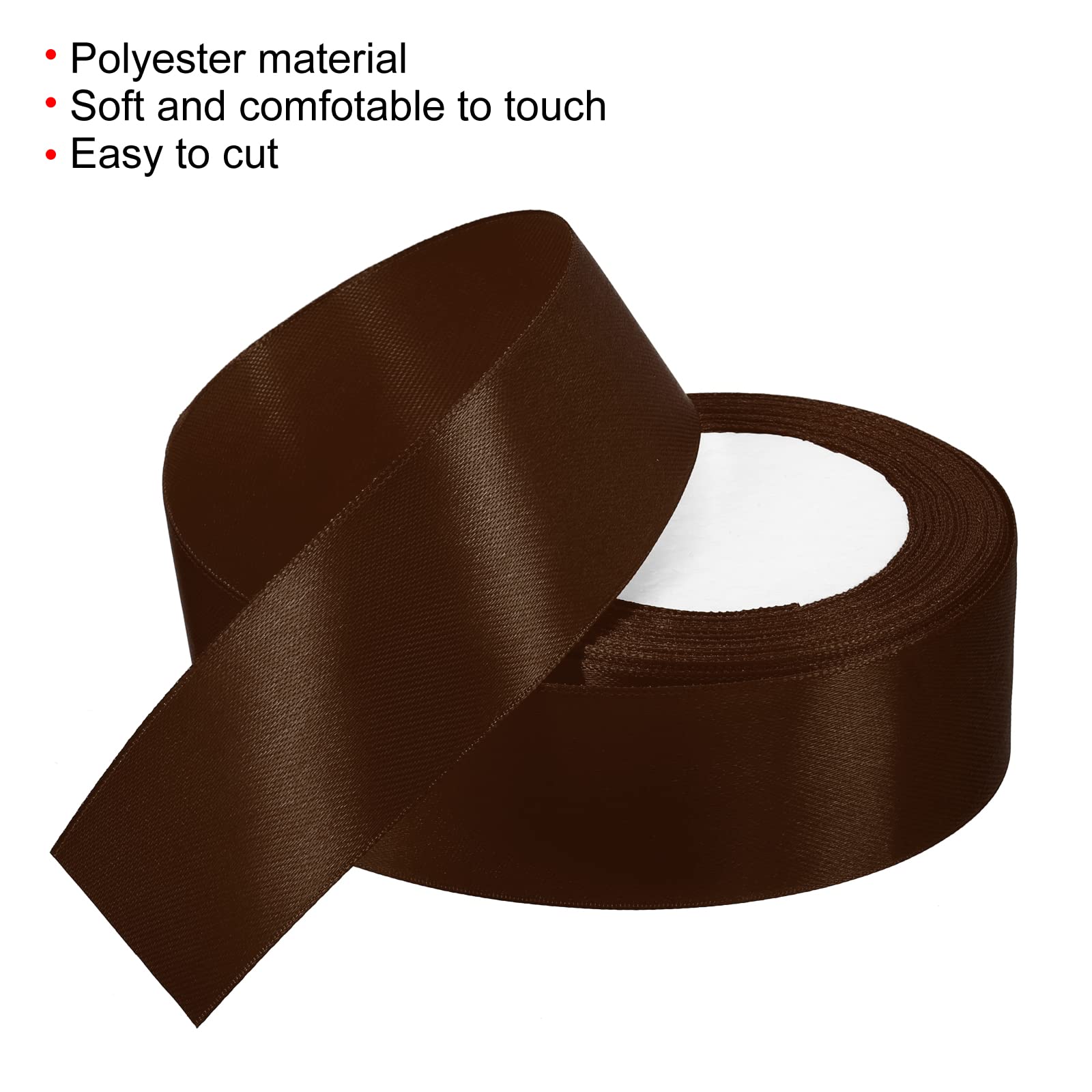PATIKIL 1.5 Inch Wide 24 Yards Satin Ribbon, 2 Pack Double Face Solid Crafts Roll for Party Home DIY Wrapping Decoration Brown - Image 3