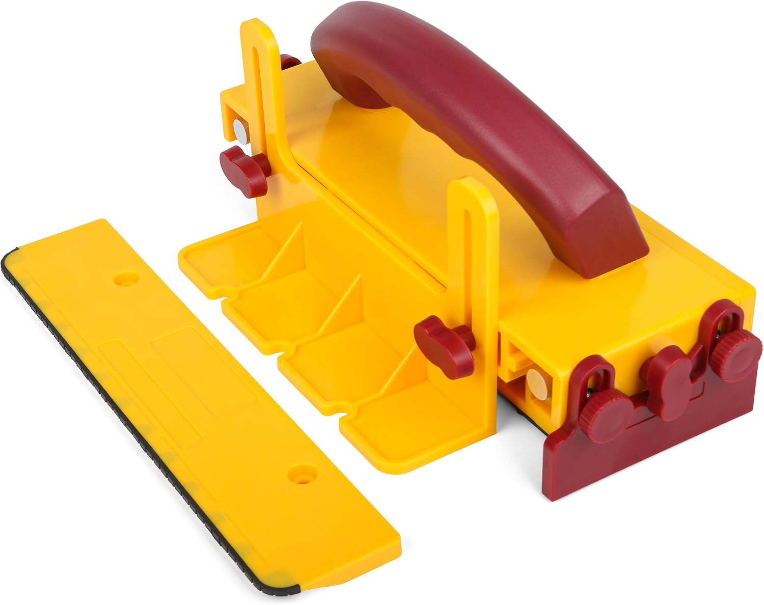 Push Block for Table Saws with Retractable Holder, Anti-Slip Pad, Offset Handle, Safety Woodworking Pusher for Router Tables, Band Saws, Jointers