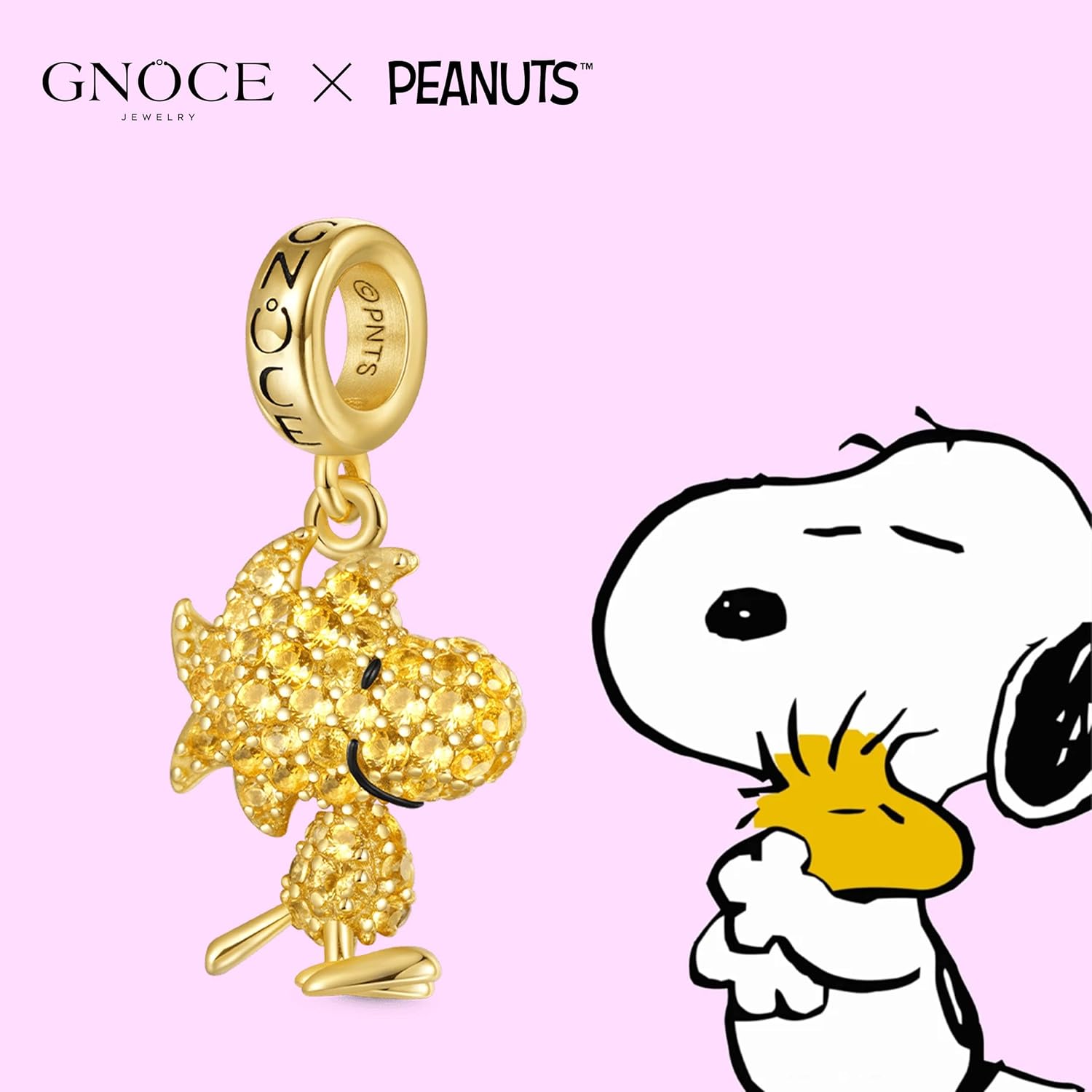 GNOCE Peanuts Woodstock Pave Diamond Pendant Dangle Charm for Women, S925 Sterling Silver Dangle Charms for Women Wife, Valentine‘s Day, Mother’s Day Jewelry - Image 2