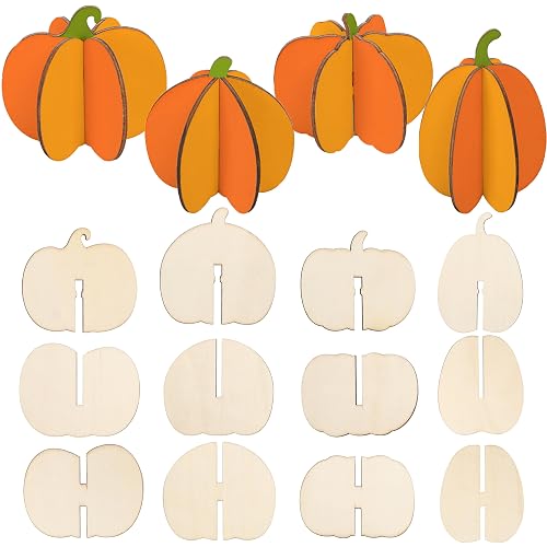 DIY 3D Pumpkins Wood Crafts to Paint, Unfinished Wooden Pumpkin