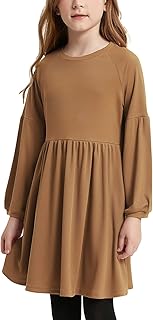 Cat Dresses for Girls Long Sleeve Ribbed Dress Swing Birthday Party Gifts,Size 10 11