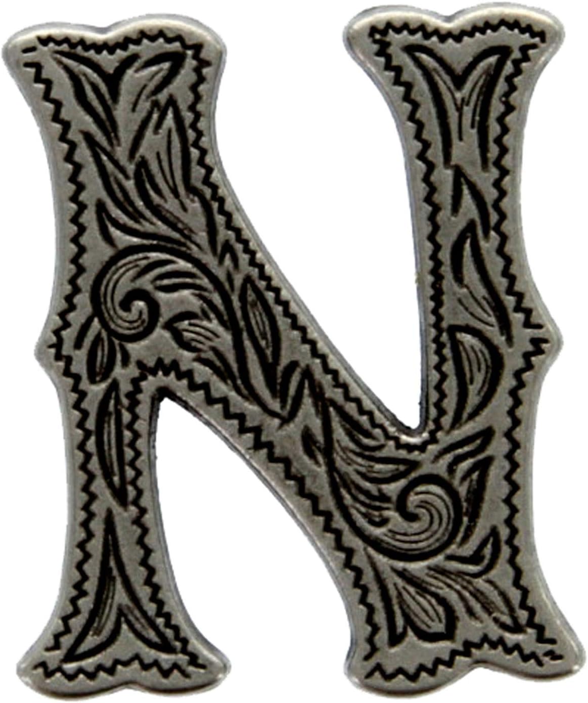 Alphabet Letter N Antique Silver Concho 3/4" Tall 1339-142