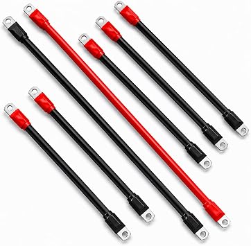superbobi 7PCS Golf Cart Battery Cables Set Fit for Club Car DS 1994-up 2 Awg 36/48 Volt, 4 Gauge Golf Cart Battery Cables Wiring Kit