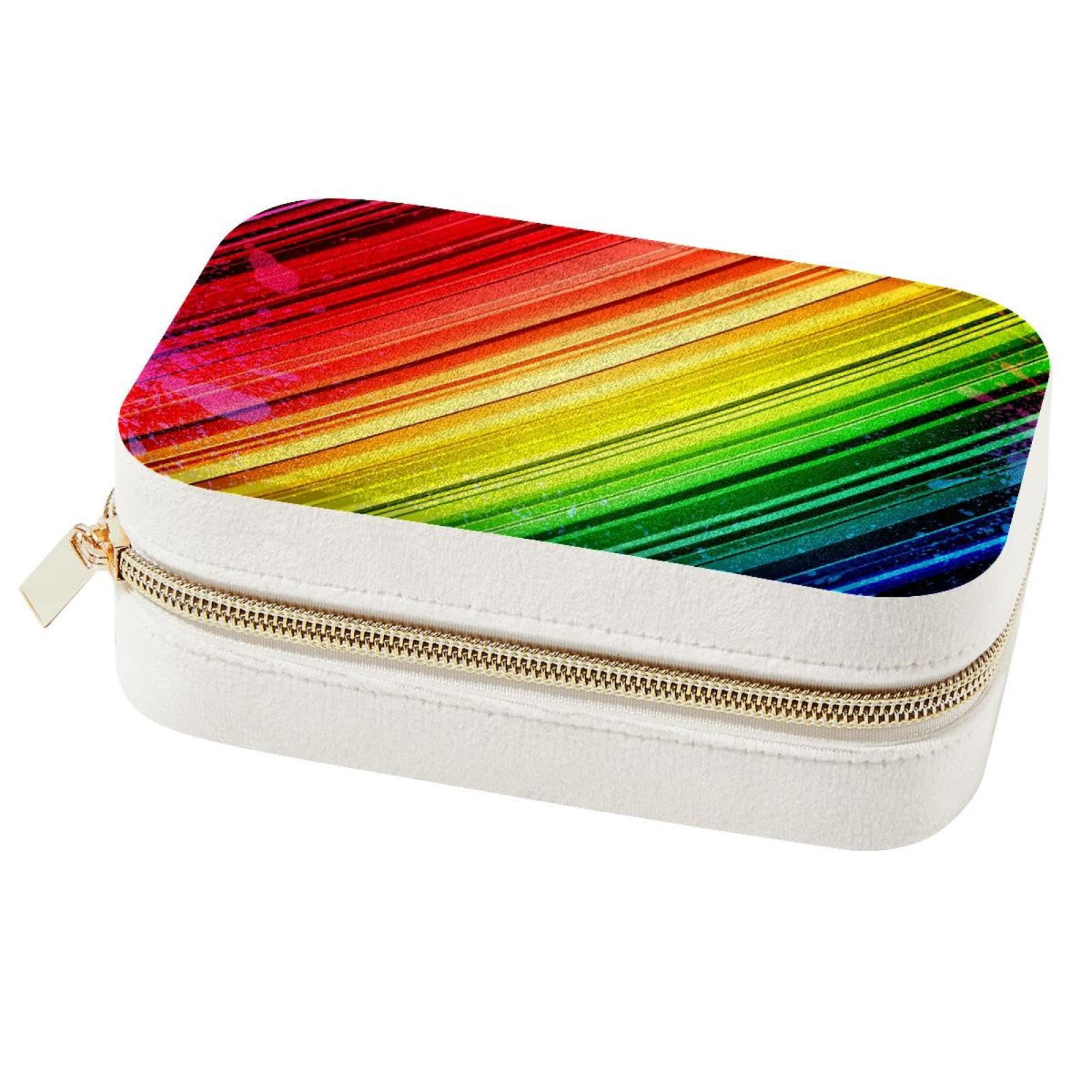 Boîte à bijoux arc-en-ciel rangement portable pour femmes et filles