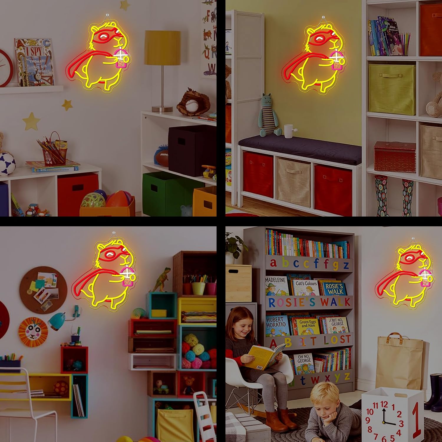 Capybara Neon Sign Capybara Milk Tea Night Light Neon Sign Colorful Neon Lights Light Up Bedroom Wall Decor Funny Gifts for Children Animal Lovers Suitable for Birthday Party Children Room
