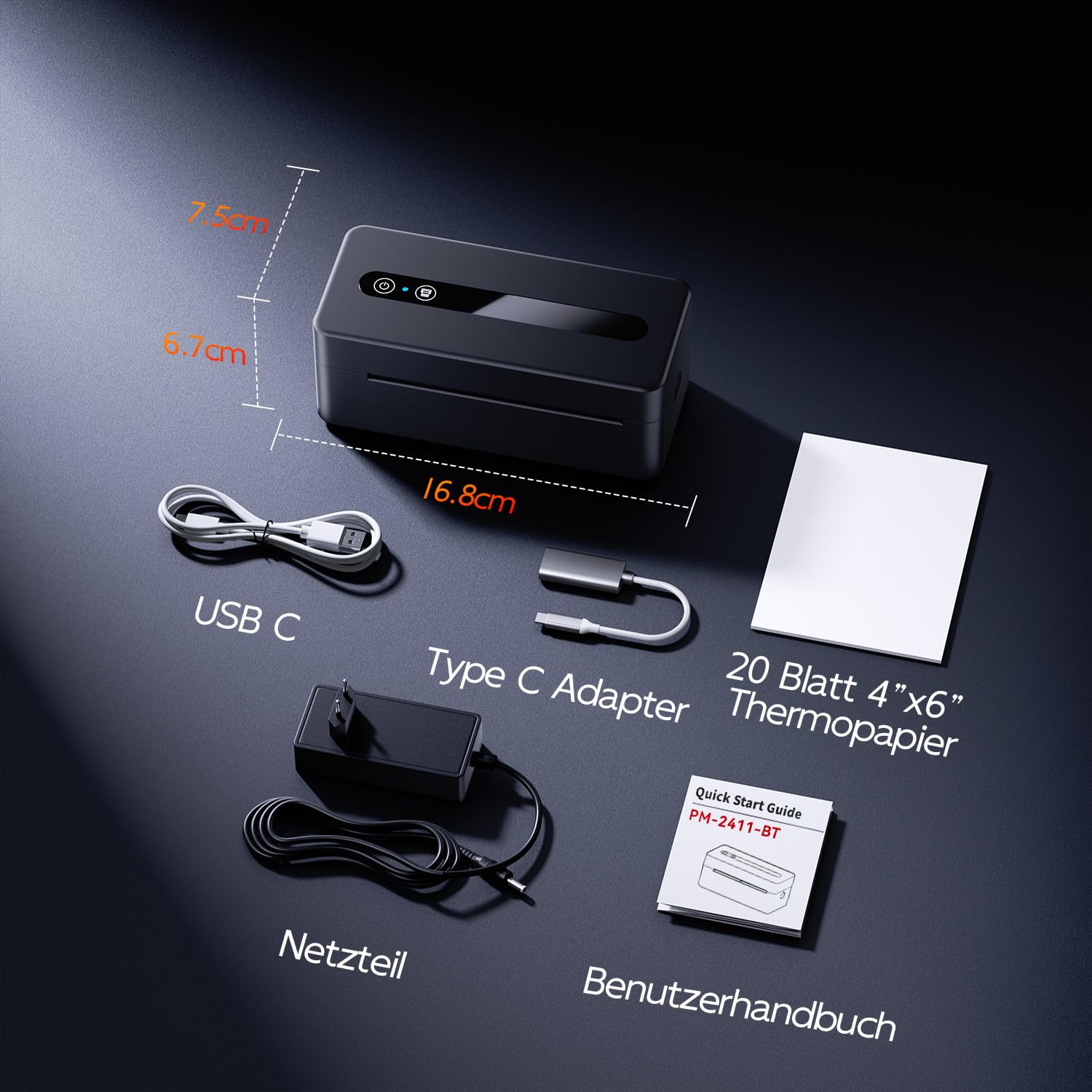 TATTMUSE Versandetiketten Drucker 4x6, DHL Etikettendrucker Bluetooth | Label Printer Unterstützt iOS, Android, Windows und Mac, Thermodrucker Labeldrucker Kompatibel mit Amazon, Vinted, DPD