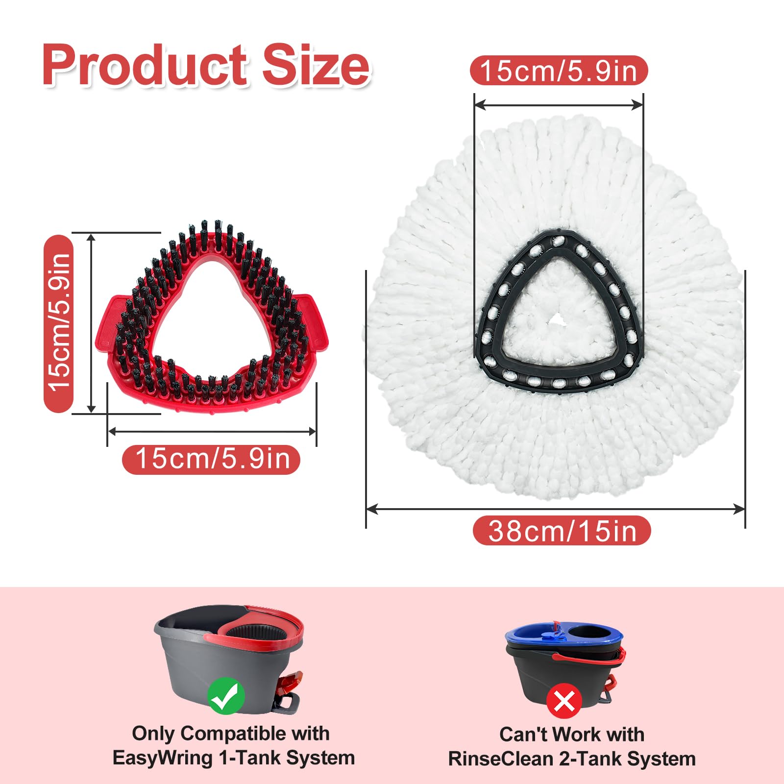 Cabezales de fregona de repuesto para fregona O-Ceda, cabezal de repuesto EasyWring Spin Mop de repuesto, repuesto de fregona de microfibra, incluye 5 cabezales de fregona de repuesto, limpieza