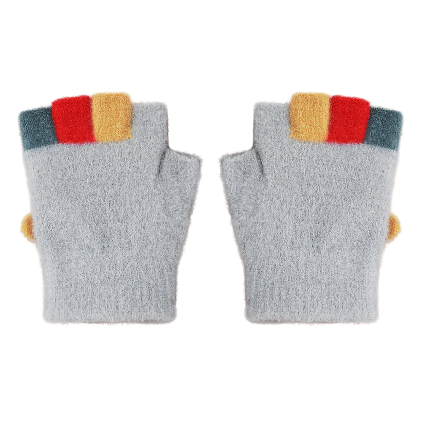 TINAYAUE Kids Fingerless Gloves Mittens Cartoon Convertible Flip Top Cycling Warm Knit Gloves for Boys Girls 3-5 Years
