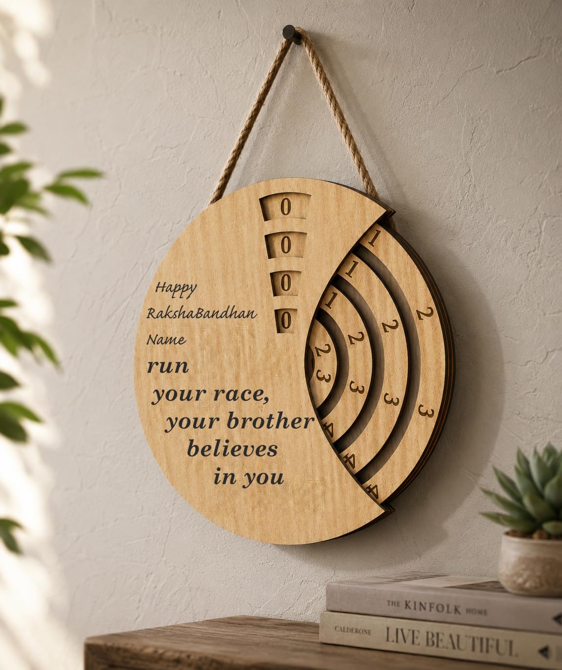 Brown Cloud Personalized Wooden Running Tracker/Rotating KM Counter/Fitness Distance Tracker Gift for Rakhi/Rakshabandhan (RR RB BC 07) (Pack of 2)-picture-25