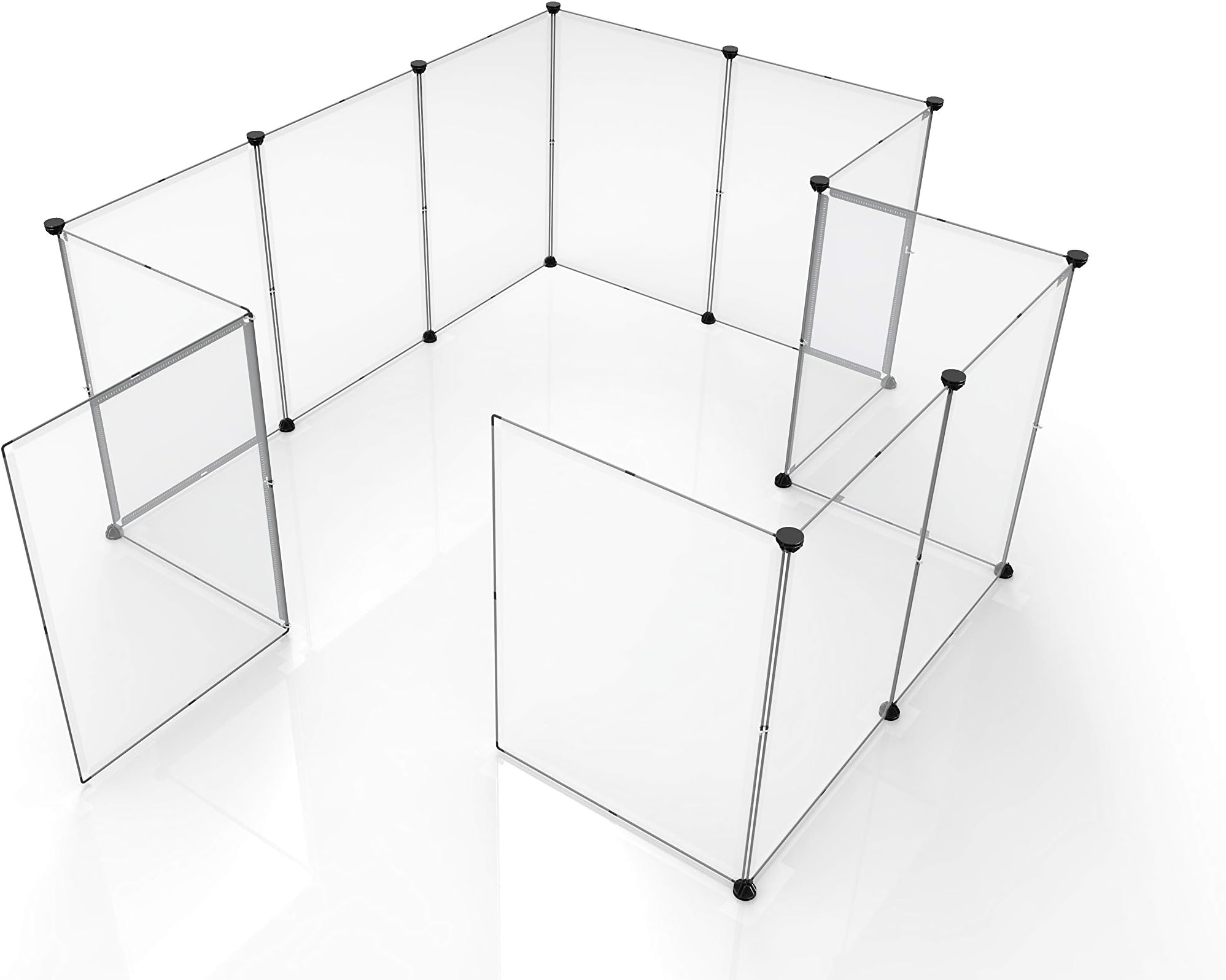 Tespo Dog Playpen, Portable Large Plastic Yard Fence for Small Animals, Popup Kennel Crate Fence Tent, Transparent White 12 Panels