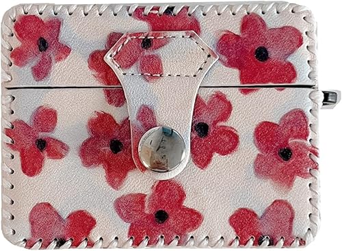 Compatible con AirPods 3 2021, funda de cuero con patrón de flores rojas de primera calidad, accesorios para AirPods de 3 generación 2021 para
