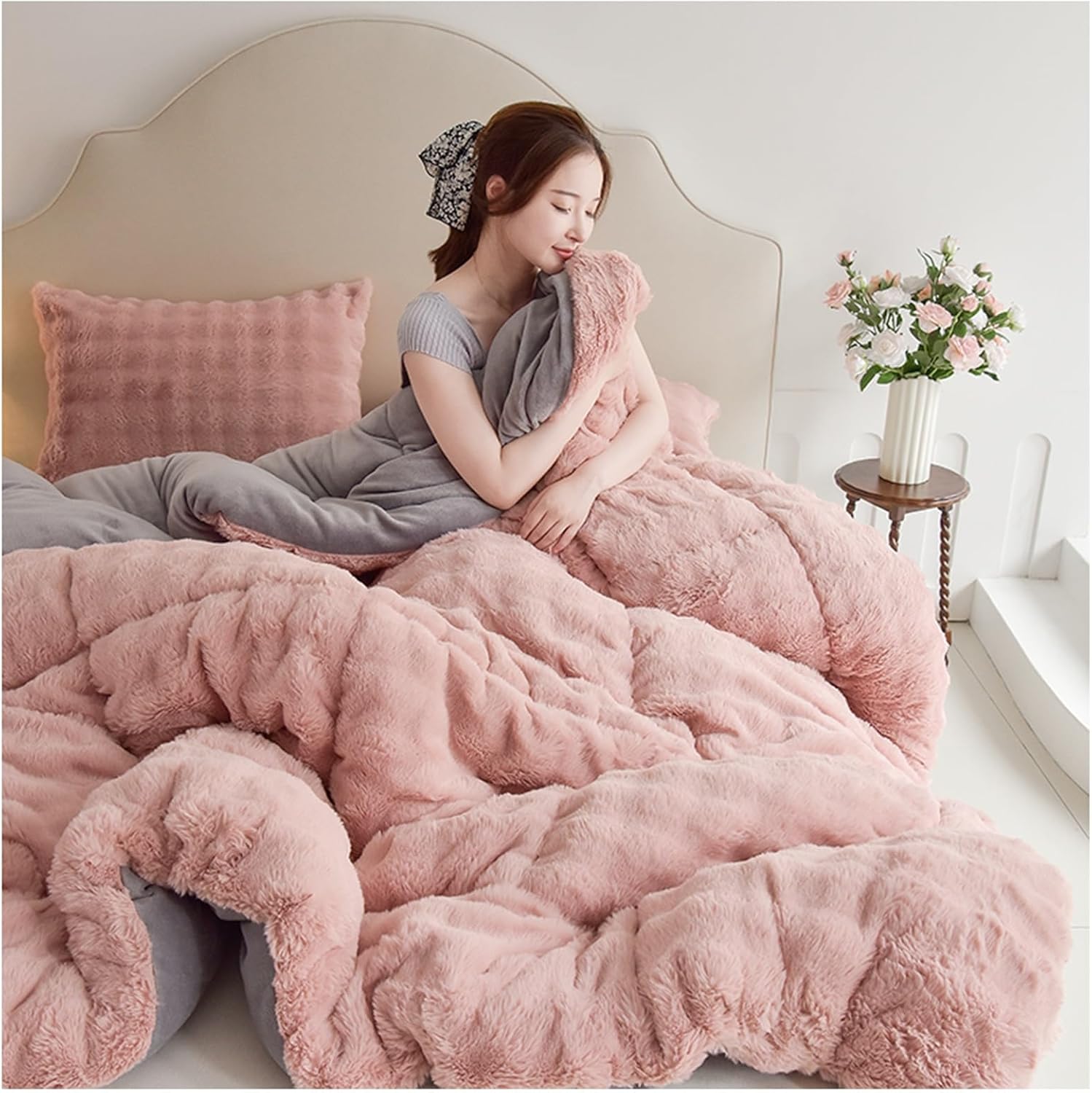 Winter Warm Comforter, Reversible Warm Blanket, Microfiber Reversible Quilt Cozy Winter Thick Blanket, Soft, Warm, Thick, Duvet (B, 150 x 200 cm/2 kg)
